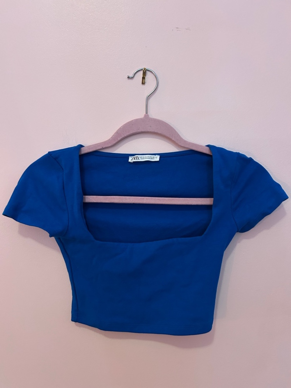 ZARA Cobalt Square Neck Crop Top
